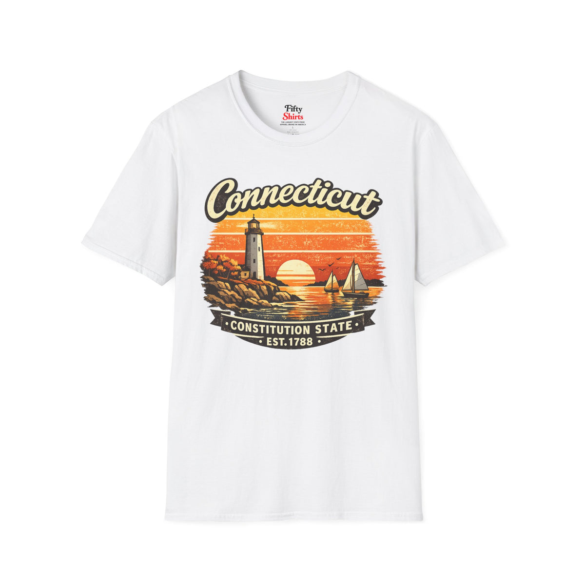 Connecticut Coastal Sunset Unisex Softstyle T Shirt State Pride Graphic Tee Collections FS03