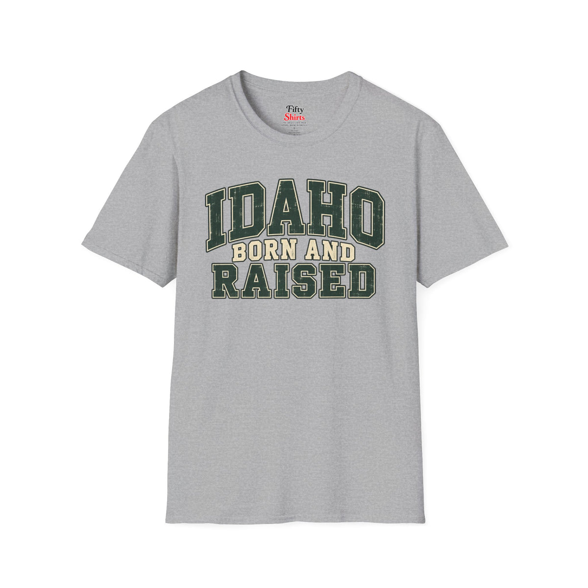 Idaho Born and Raised Unisex Softstyle T Shirt State Name Graphic Tee
