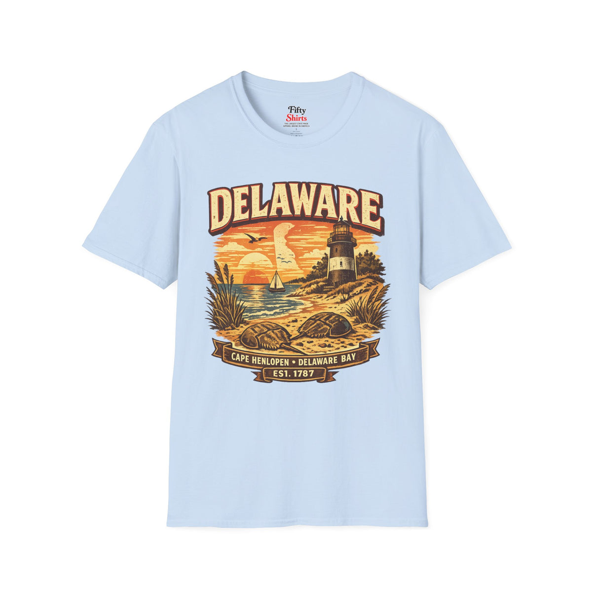 Vintage Delaware Heritage Unisex Softstyle T Shirt State Pride Graphic Tee Collections FS03