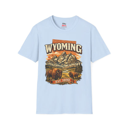 Vintage Wyoming Heritage Unisex Softstyle T Shirt State Pride Graphic Tee Collections FS03
