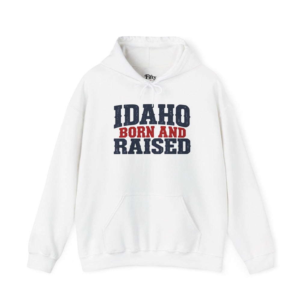 Idaho Born and Raised Bold Americana Unisex Hoodie Graphic