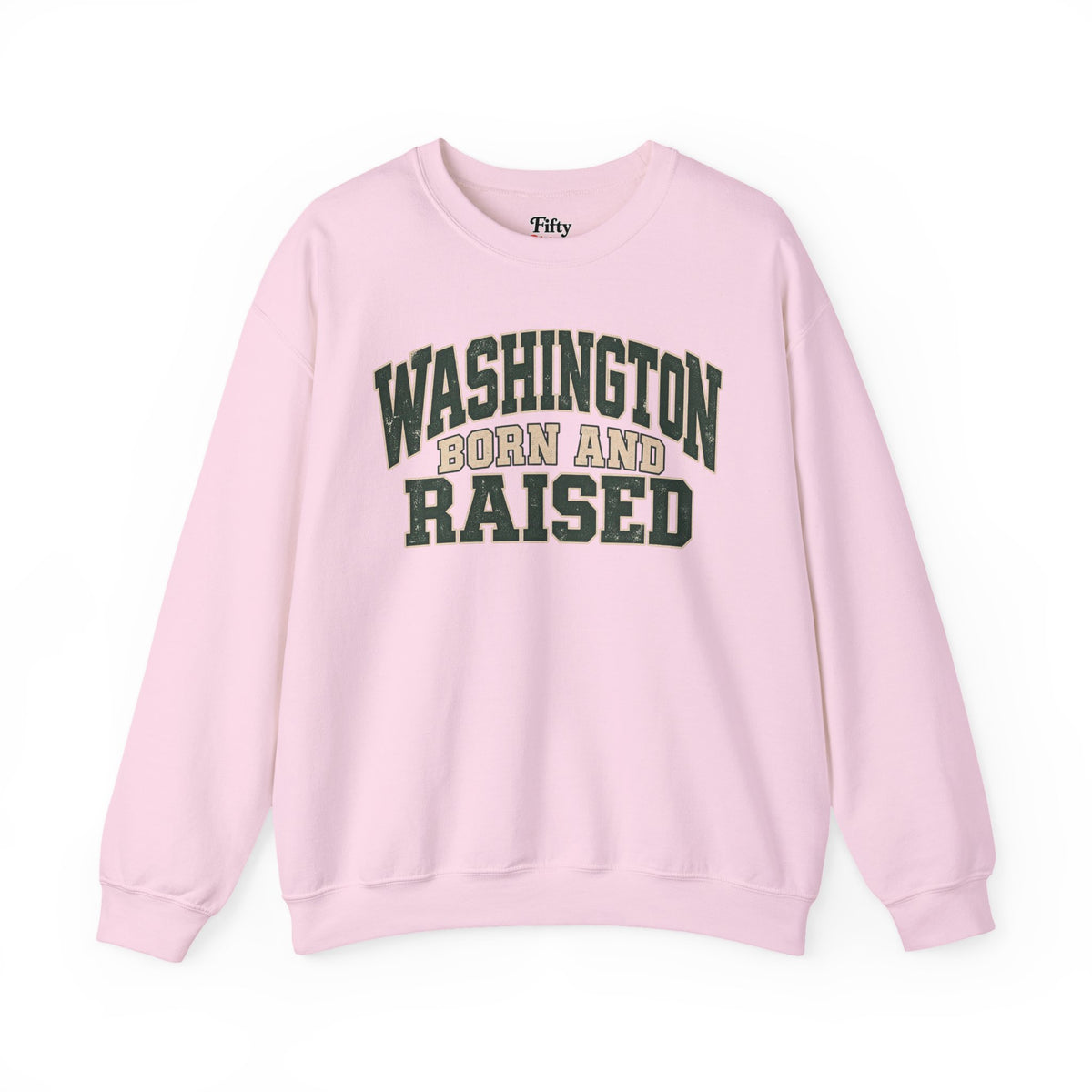 Washington Born and Raised Unisex Crewneck Sweatshirt State Name Graphic