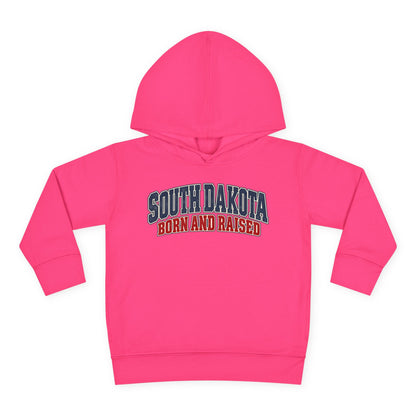 South Dakota Born and Raised Classic Collegiate Unisex Toddler Pullover Fleece Hoodie
