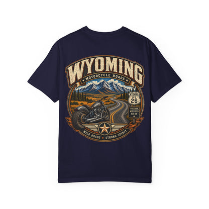 Wyoming Motorcycle Roads Unisex Comfort Color 1717 Streetwear Graphic Tee