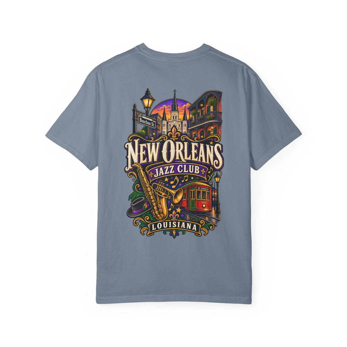 Louisiana New Orleans Jazz Club Unisex Comfort Color 1717 Streetwear Graphic Tee