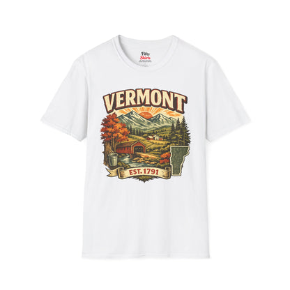 Vintage Vermont Heritage Unisex Softstyle T Shirt State Pride Graphic Tee Collections FS03