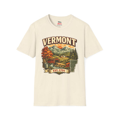 Vintage Vermont Heritage Unisex Softstyle T Shirt State Pride Graphic Tee Collections FS03