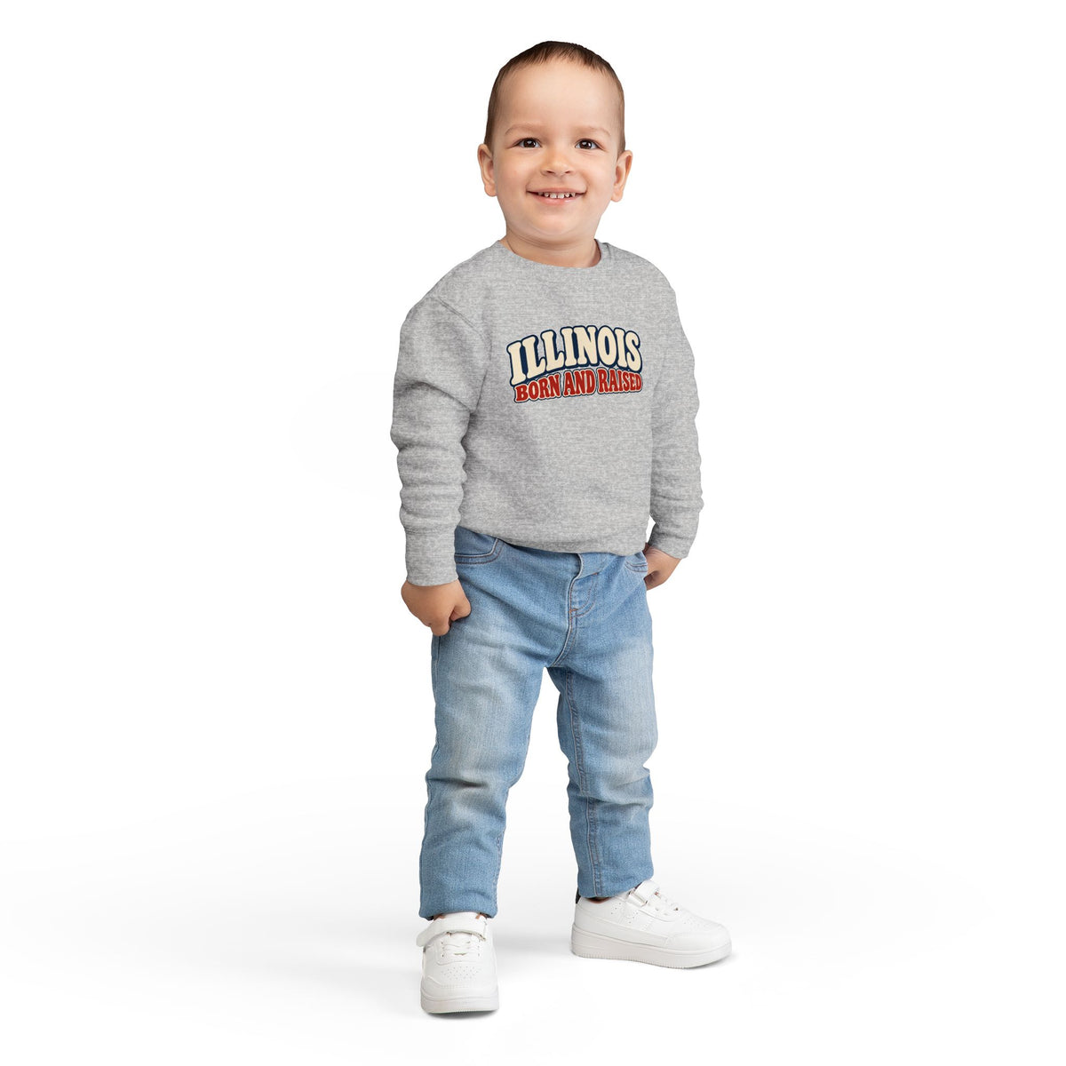 Illinois Born and Raised Retro 1970s Unisex Toddler Sweatshirt