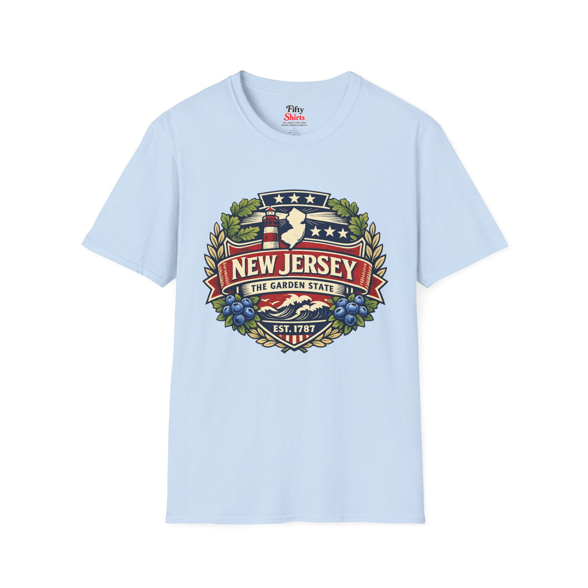 New Jersey Heritage Badge Unisex Softstyle T Shirt State Pride Graphic Tee Collections FS03