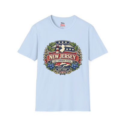 New Jersey Heritage Badge Unisex Softstyle T Shirt State Pride Graphic Tee Collections FS03