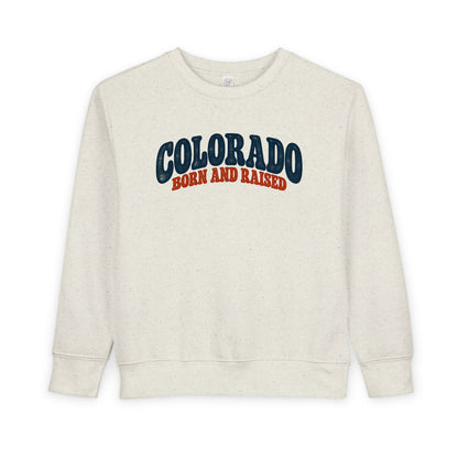 Colorado Born and Raised Retro 1970s Unisex Toddler Sweatshirt
