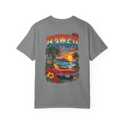 Hawaii Sunset Drive Unisex Comfort Color 1717 Streetwear Graphic Tee