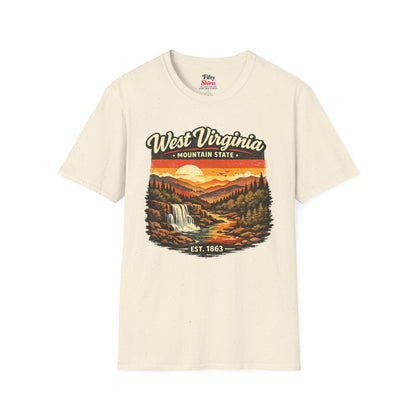 West Virginia Mountain Sunset Unisex Softstyle T Shirt State Pride Graphic Tee Collections FS03