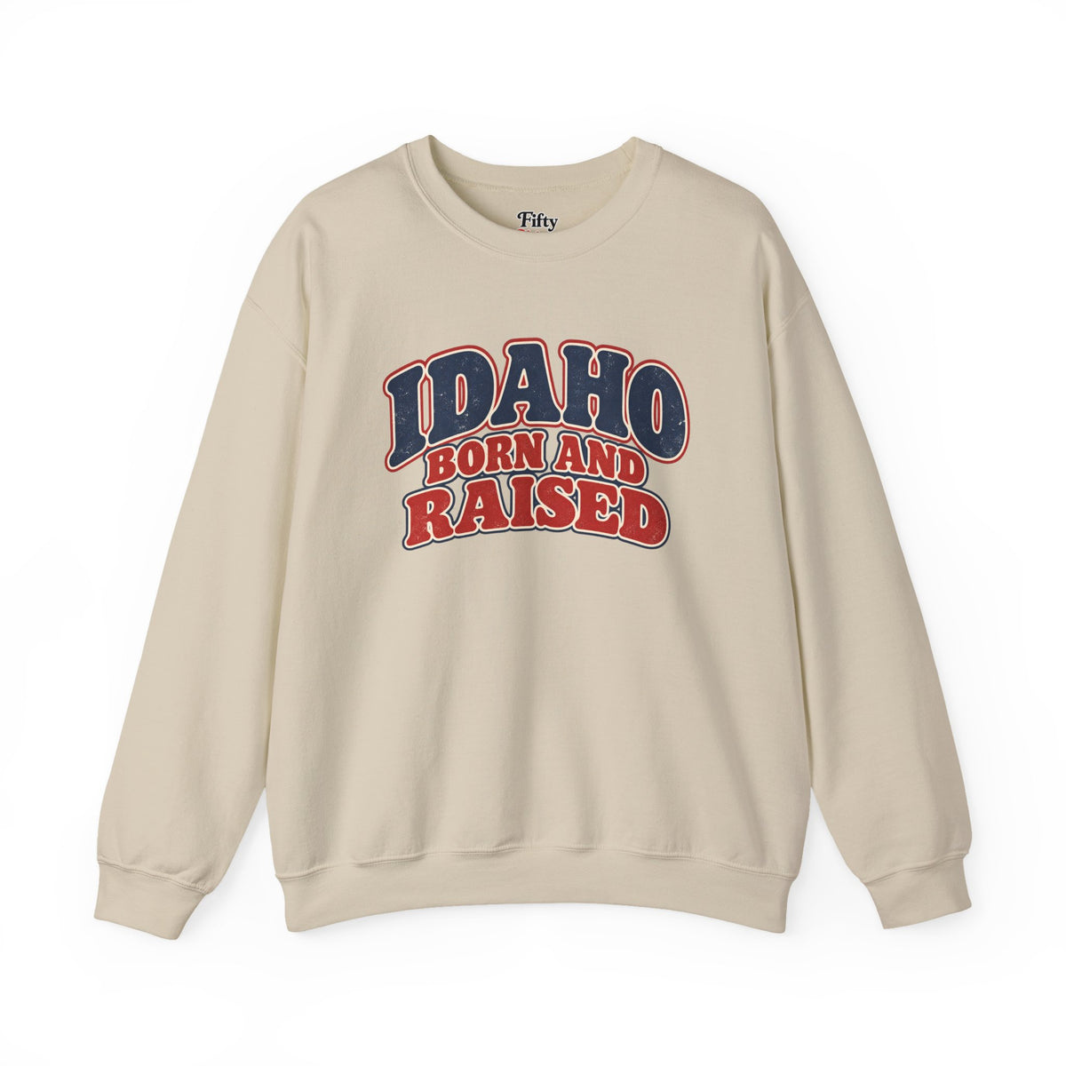 Idaho Born and Raised Retro 1970s Unisex Sweatshirt Graphic