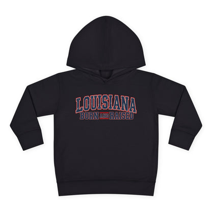 Louisiana Born and Raised Vintage Americana Unisex Toddler Pullover Fleece Hoodie