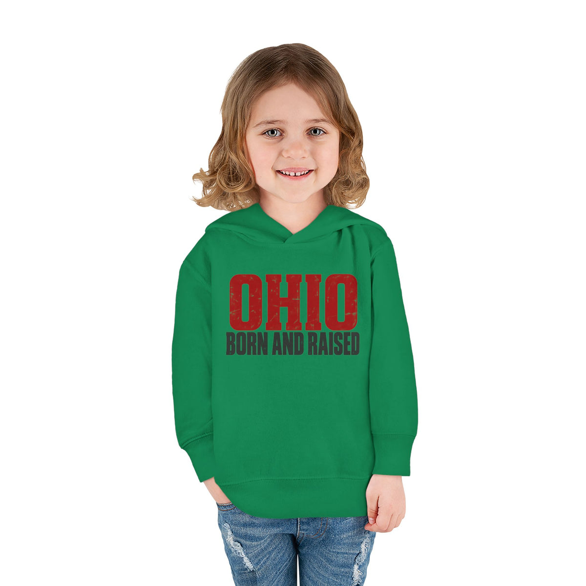Ohio Born and Raised Minimal Heritage Unisex Toddler Pullover Fleece Hoodie