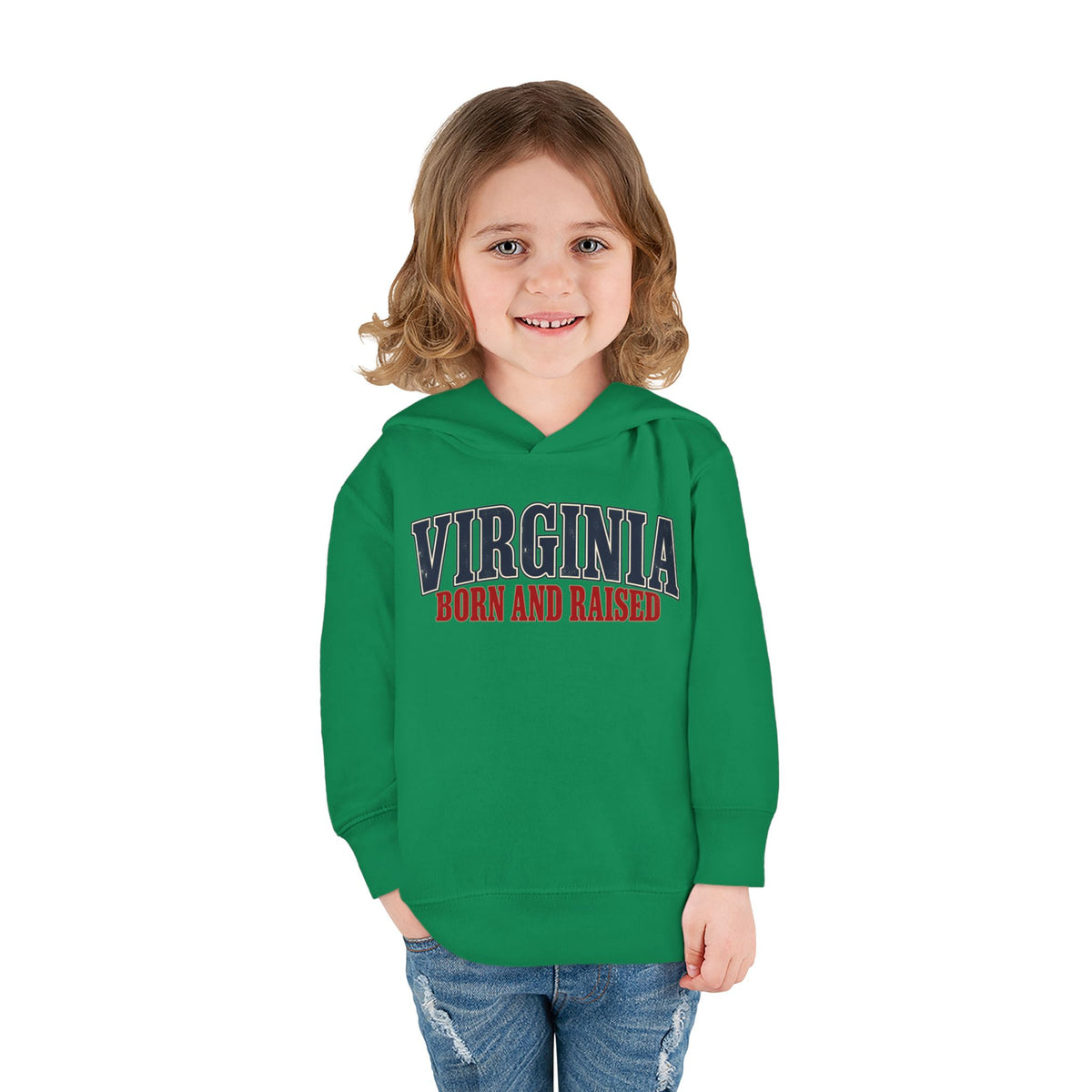 Virginia Born and Raised Southern Heritage Unisex Toddler Pullover Fleece Hoodie