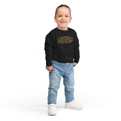 Michigan Born and Raised Bold Retro Unisex Toddler Sweatshirt