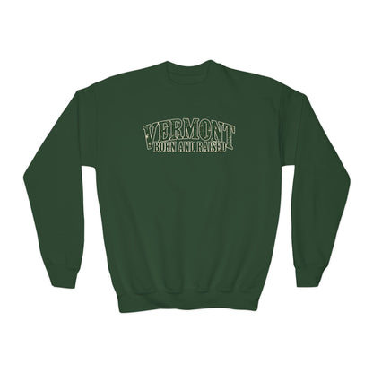 Vermont Born and Raised New England Heritage Unisex Youth Crewneck Sweatshirt