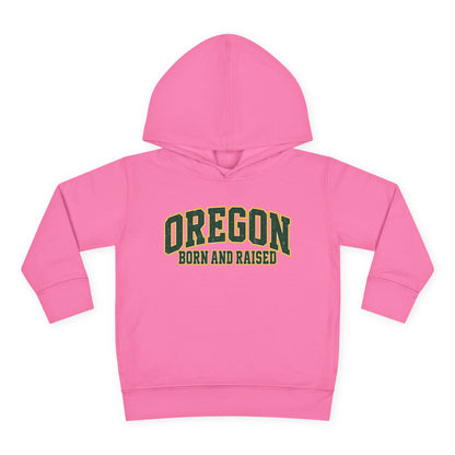 Oregon Born and Raised Old-School Athletic Unisex Toddler Pullover Fleece Hoodie