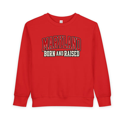 Maryland Born and Raised Bold Athletic Unisex Toddler Sweatshirt