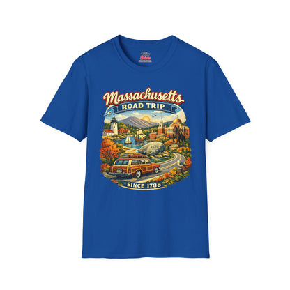 Massachusetts Road Trip Unisex Softstyle T Shirt State Pride Graphic Tee Collections FS03