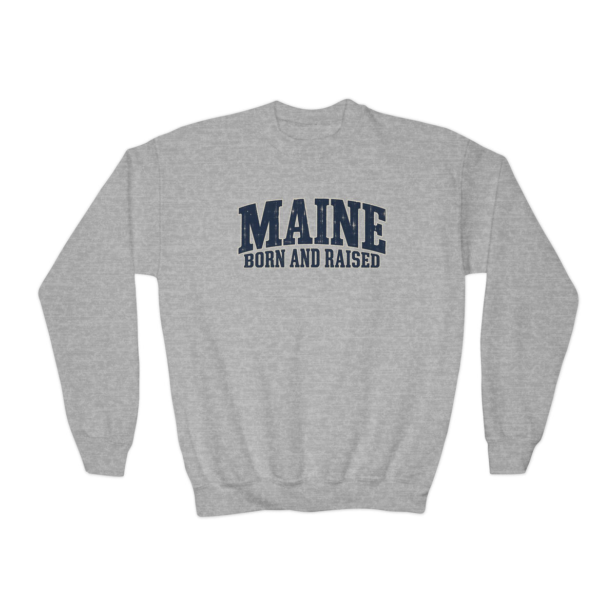 Maine Born and Raised Coastal Heritage Unisex Youth Crewneck Sweatshirt