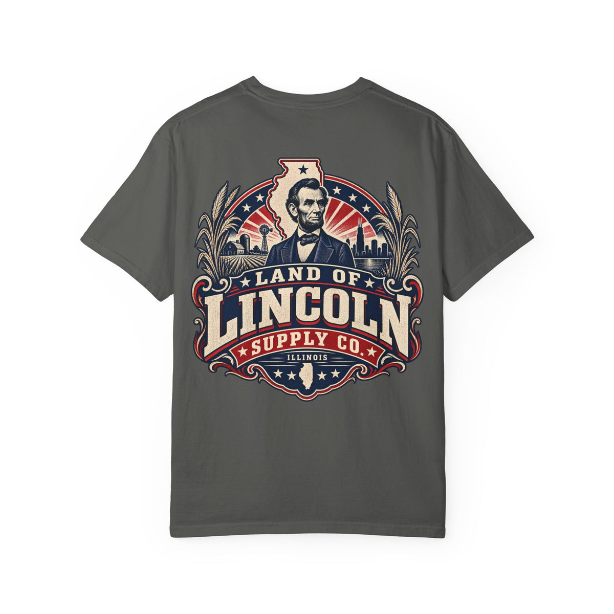 Illinois Land of Lincoln Suppy Co. Unisex Comfort Color 1717 Streetwear Graphic Tee