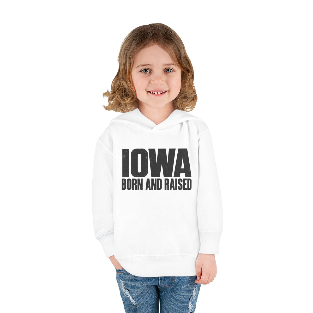 Iowa Born and Raised Modern Midwest Streetwear Unisex Toddler Pullover Fleece Hoodie