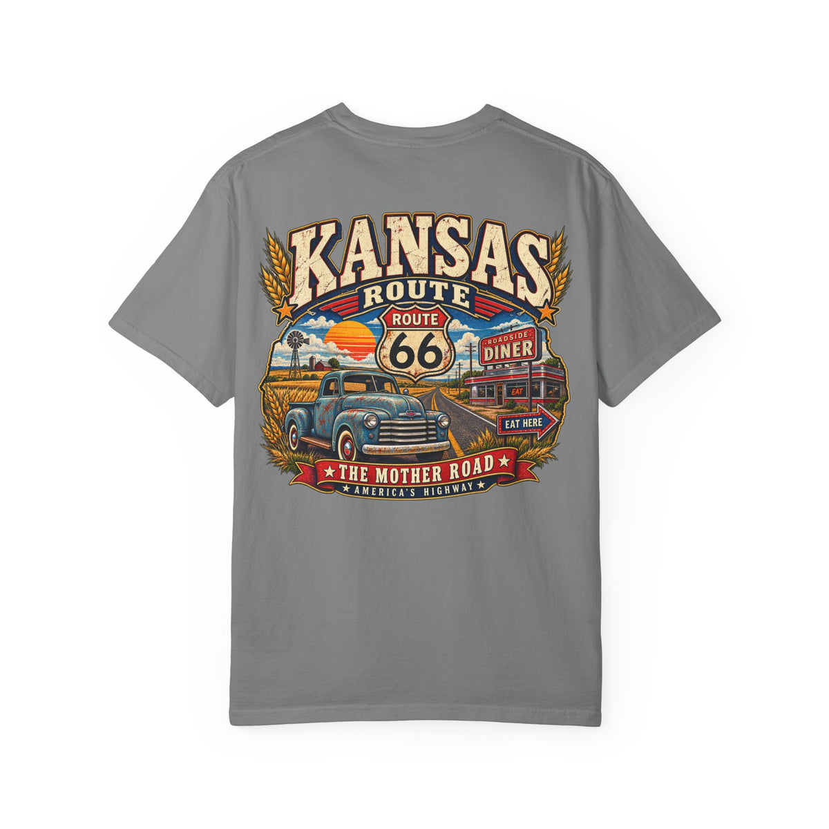 Kansas Route 66 Unisex Comfort Color 1717 Streetwear Graphic Tee