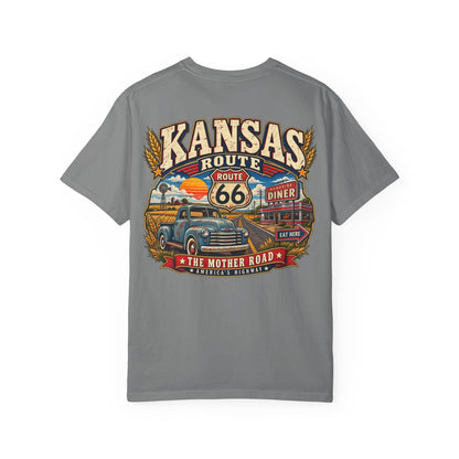 Kansas Route 66 Unisex Comfort Color 1717 Streetwear Graphic Tee