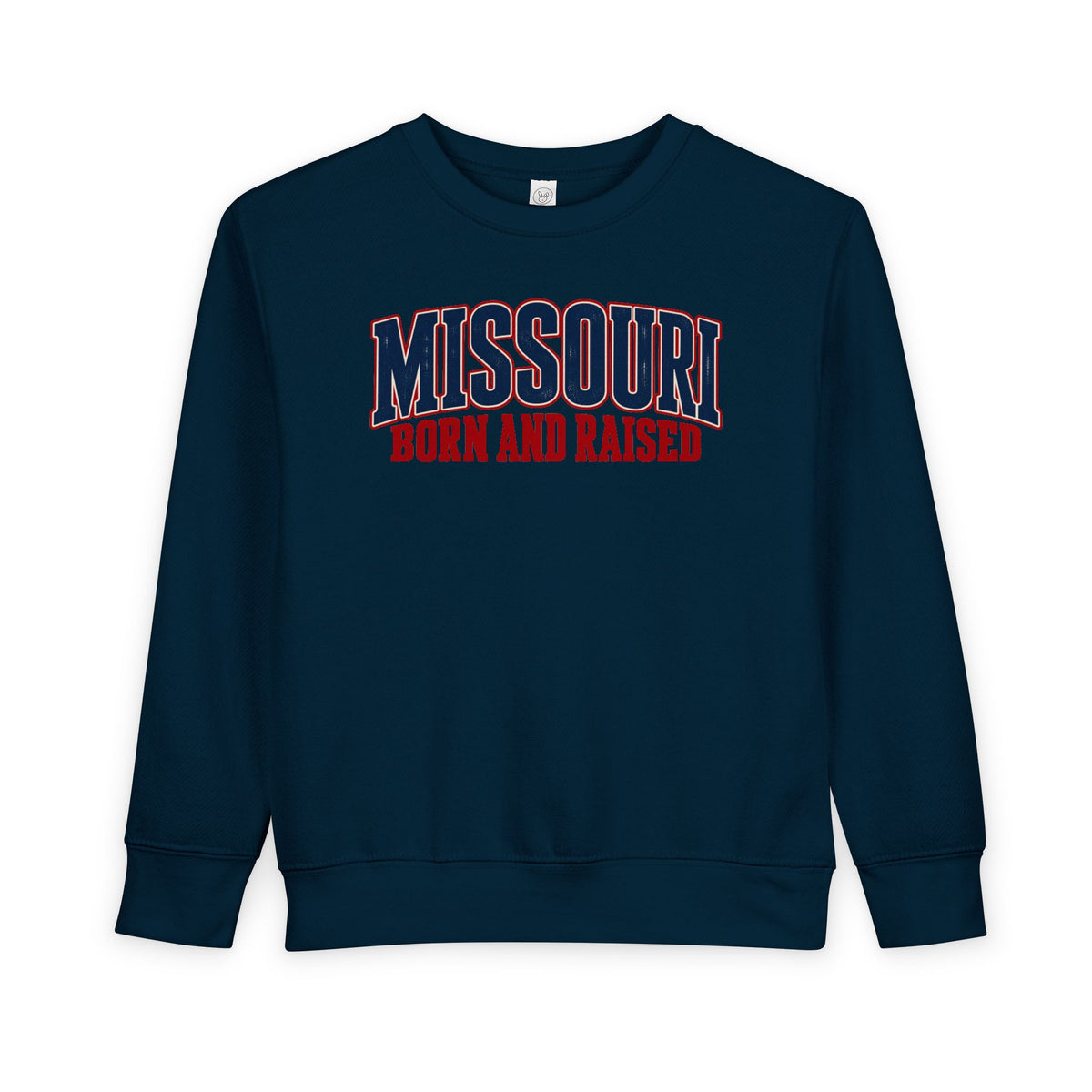 Missouri Born and Raised Vintage Americana Unisex Toddler Sweatshirt Graphic
