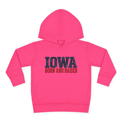 Iowa Born and Raised Rustic Midwest Unisex Toddler Pullover Fleece Hoodie