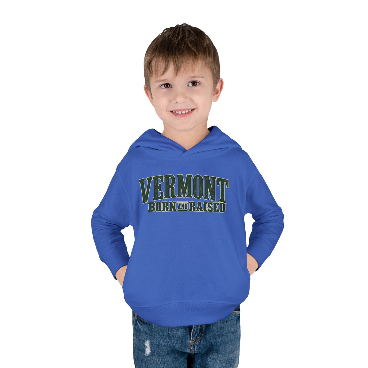 Vermont Born and Raised Premium Vermont Heritage Unisex Toddler Pullover Fleece Hoodie