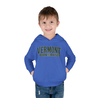 Vermont Born and Raised Premium Vermont Heritage Unisex Toddler Pullover Fleece Hoodie