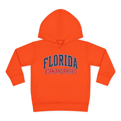 Florida Born and Raised Vintage Collegiate Unisex Toddler Pullover Fleece Hoodie