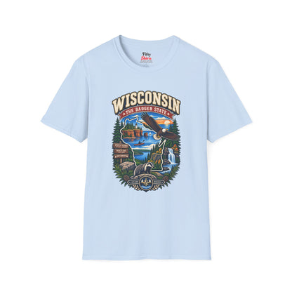 Wisconsin Badger State Adventure Unisex Softstyle T Shirt State Pride Graphic Tee Collections FS03
