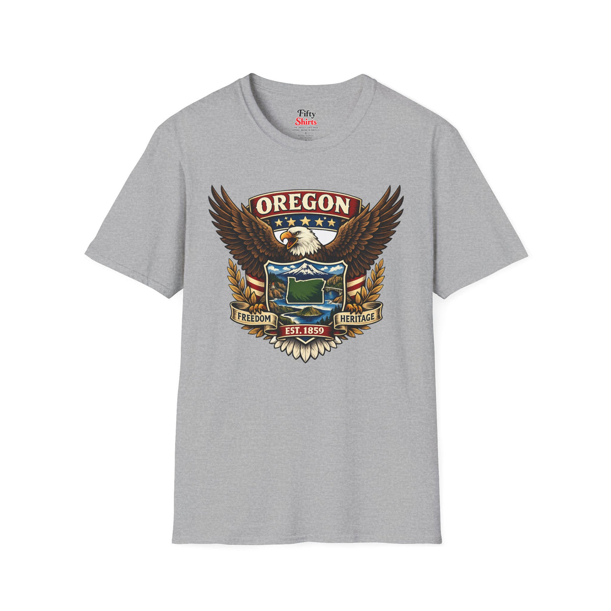 Oregon Americana Eagle Unisex Softstyle T Shirt State Pride Graphic Tee Collections FS03