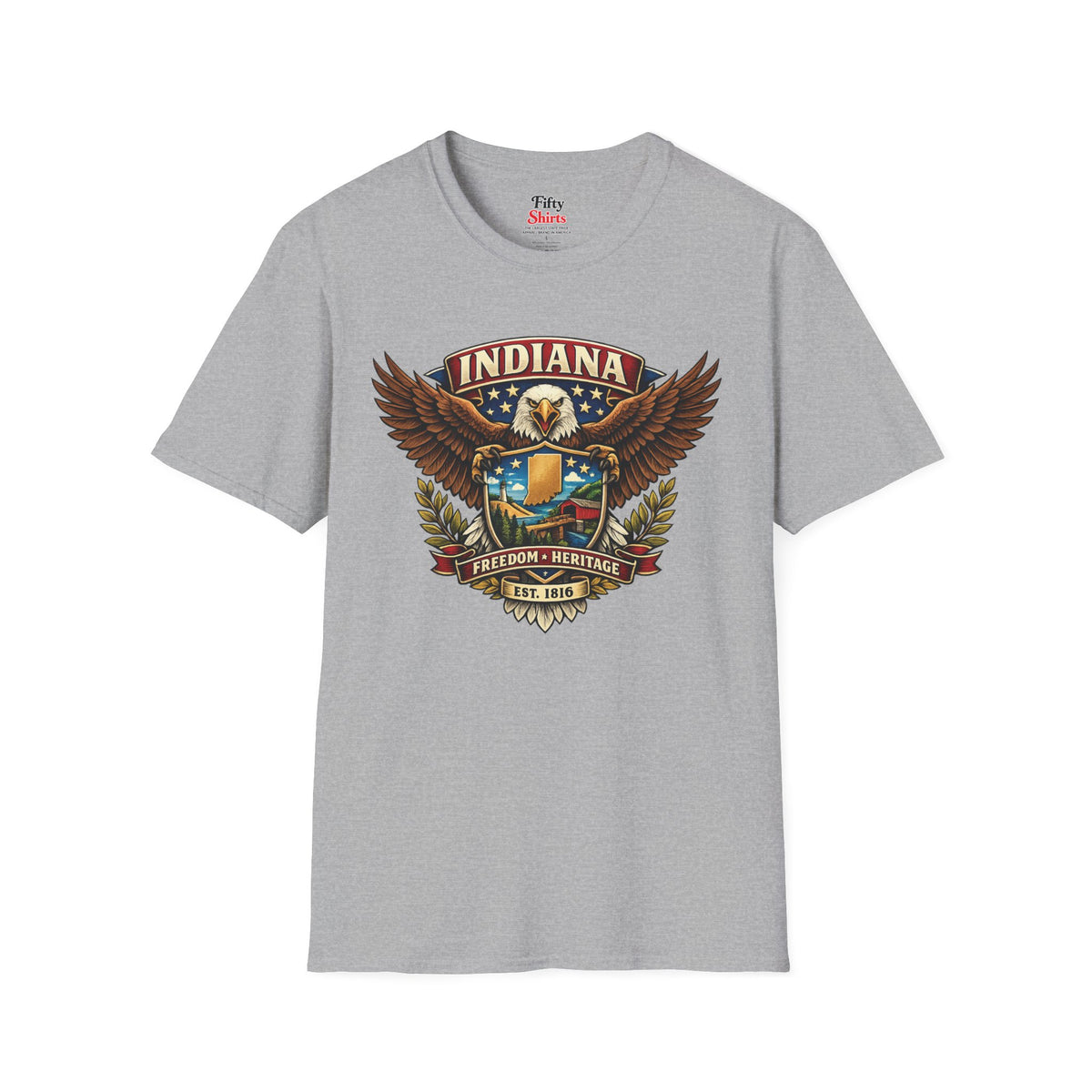 Indiana Americana Eagle Unisex Softstyle T Shirt State Pride Graphic Tee Collections FS03