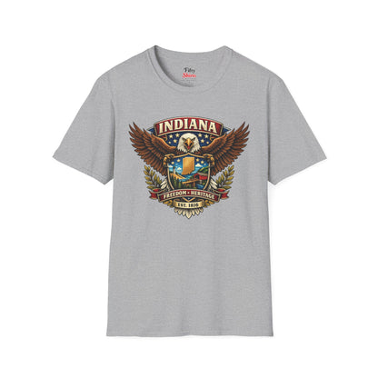 Indiana Americana Eagle Unisex Softstyle T Shirt State Pride Graphic Tee Collections FS03