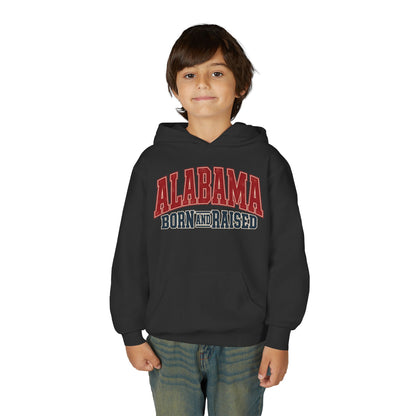 Alabama Born and Raised Vintage Athletic Heritage Unisex Youth Heavy Blend Hooded Sweatshirt Graphic