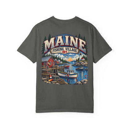 Maine Fishing Village Unisex Comfort Color 1717 Streetwear Graphic Tee