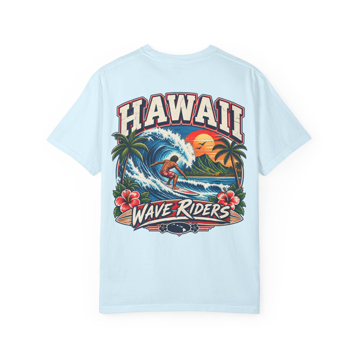 Hawaii Wave Riders Unisex Comfort Color 1717 Streetwear Graphic Tee