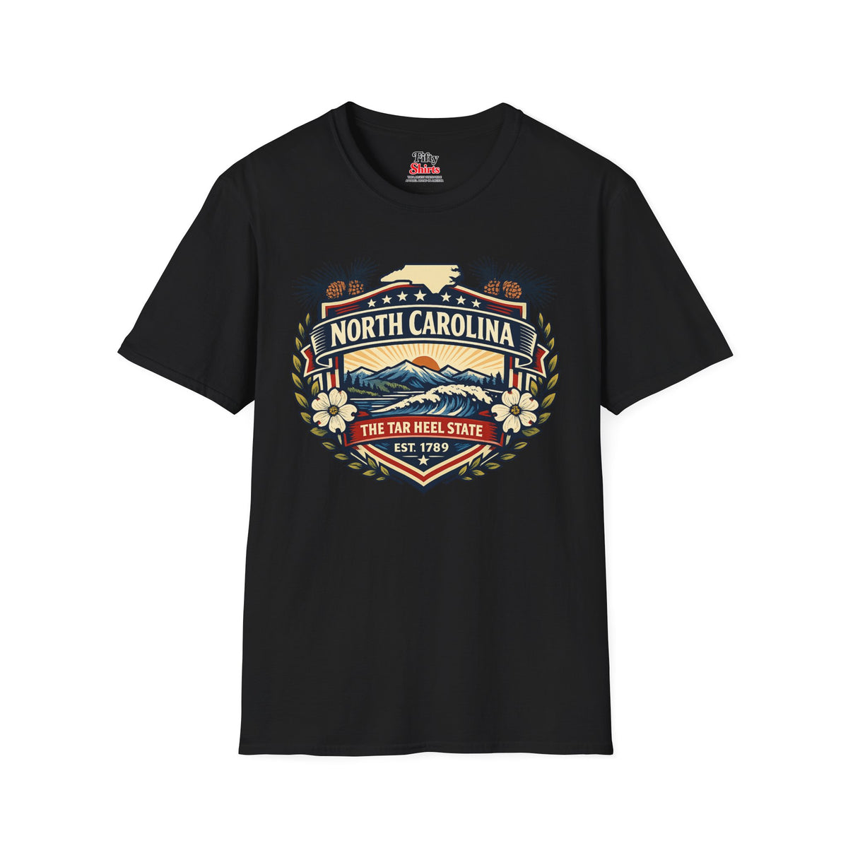 North Carolina Heritage Badge Unisex Softstyle T Shirt State Pride Graphic Tee Collections FS03