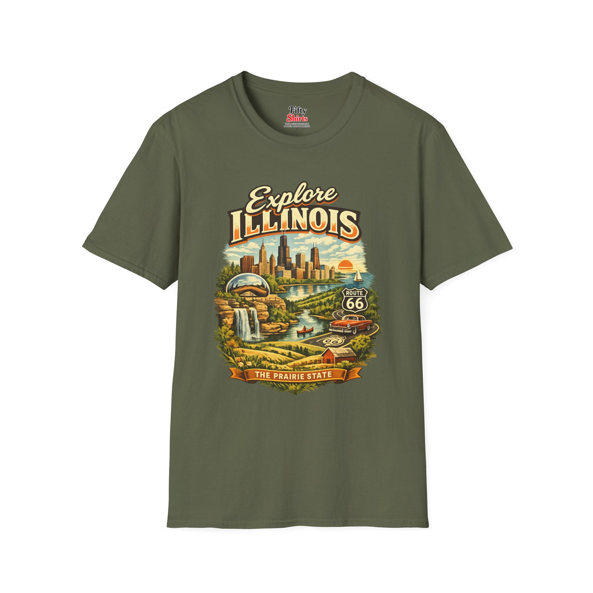 Explore Illinois Unisex Softstyle T Shirt State Pride Graphic Tee Collections FS03