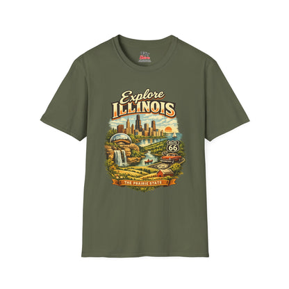 Explore Illinois Unisex Softstyle T Shirt State Pride Graphic Tee Collections FS03