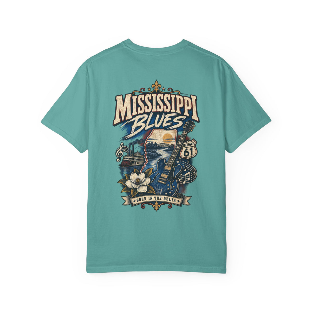 Mississippi Blues Unisex Comfort Color 1717 Streetwear Graphic Tee