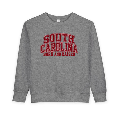South Carolina Born and Raised Vintage Collegiate Unisex Toddler Sweatshirt