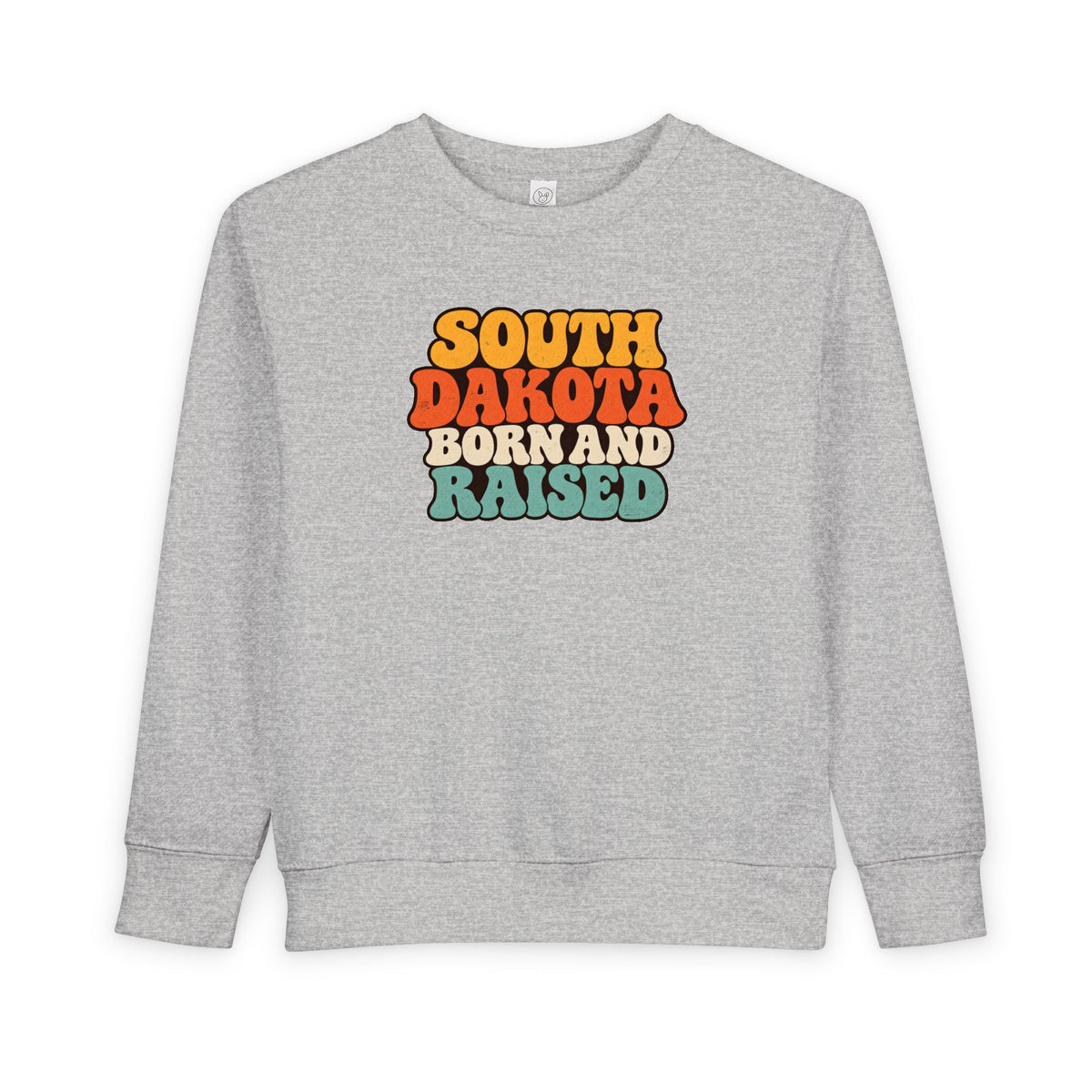 South Dakota Born and Raised Retro 1970s Unisex Toddler Sweatshirt