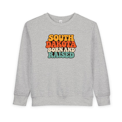 South Dakota Born and Raised Retro 1970s Unisex Toddler Sweatshirt